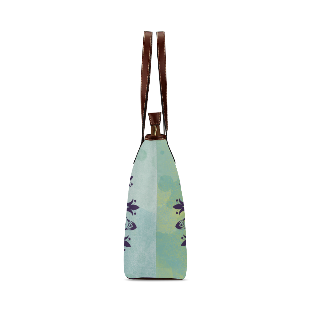 Flourish purple and blue watercolor mandala Shoulder Tote Bag (Model 1646)