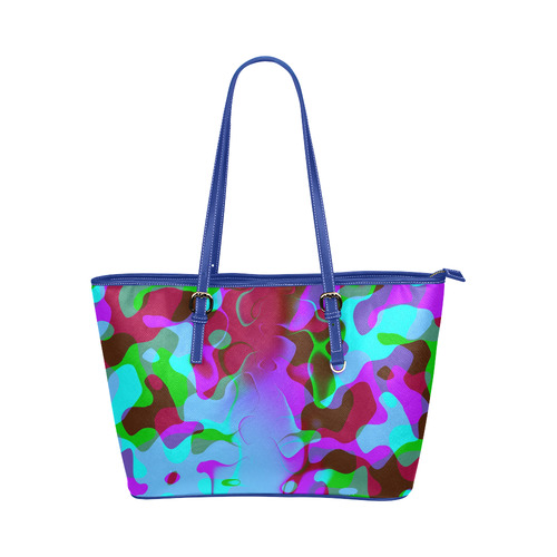 Retro Abstract Colorsplash Leather Tote Bag/Large (Model 1651)