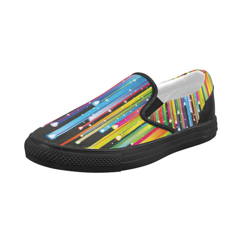 Colorful Stripes and Drops Women's Slip-on Canvas Shoes (Model 019)