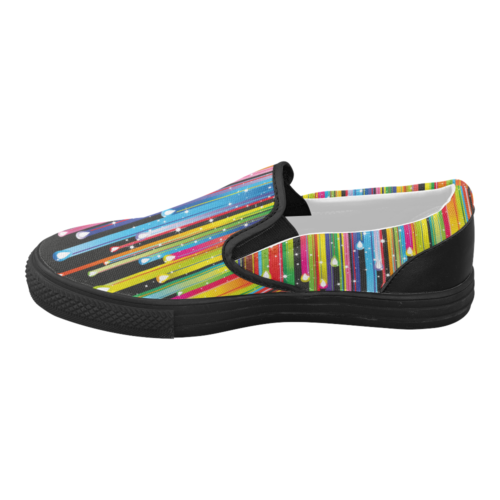 Colorful Stripes and Drops Women's Slip-on Canvas Shoes (Model 019)