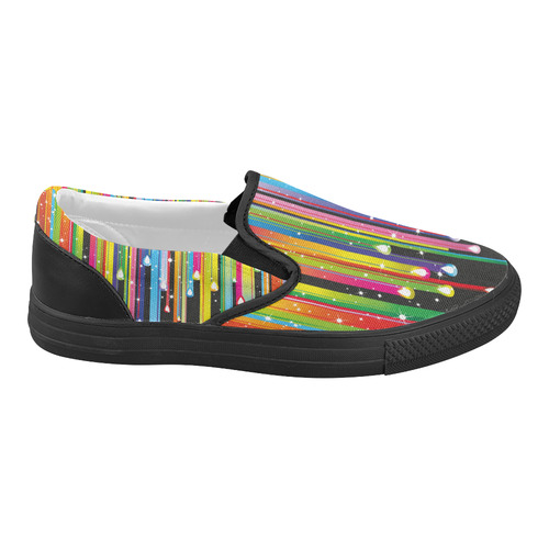 Colorful Stripes and Drops Women's Slip-on Canvas Shoes (Model 019)