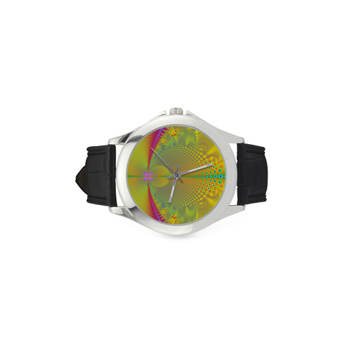 Butterfly in the Sunlight Fractal Abstract Women's Classic Leather Strap Watch(Model 203)
