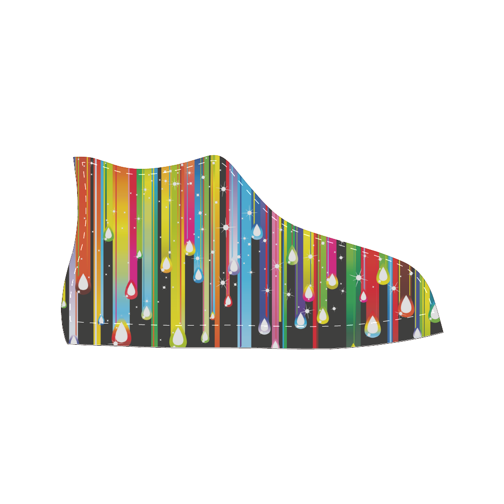 Colorful Stripes and Drops Women's Classic High Top Canvas Shoes (Model 017)