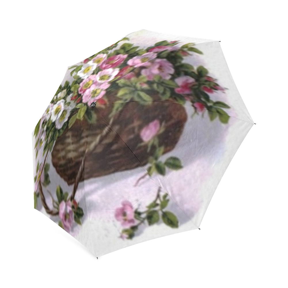 Vintage Wild Roses Basket Foldable Umbrella (Model U01)
