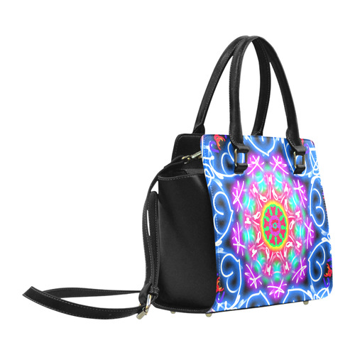 Blue Heart Mandala Classic Shoulder Handbag (Model 1653)