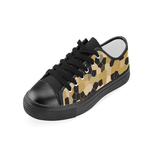 Gold and Black Mosaic Women's Classic Canvas Shoes (Model 018)