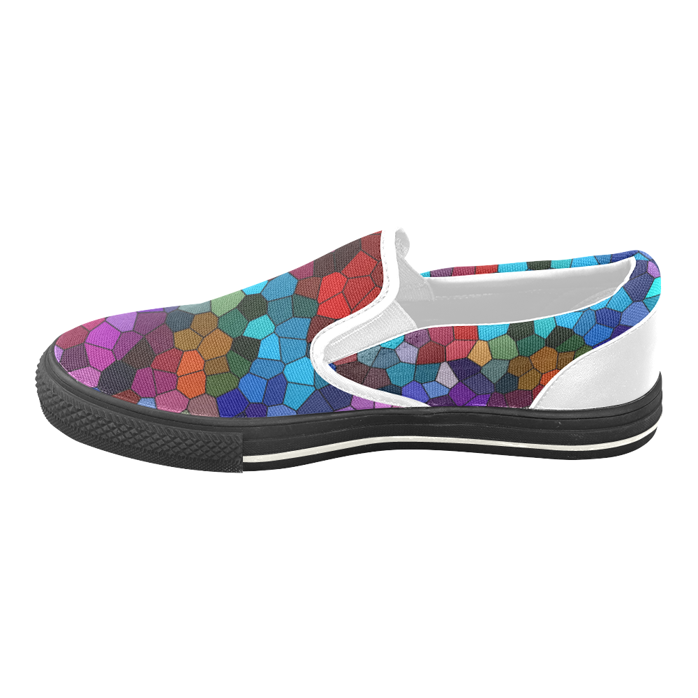 Colorful Mosaic Women's Unusual Slip-on Canvas Shoes (Model 019)