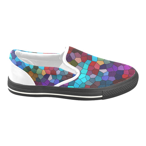 Colorful Mosaic Women's Unusual Slip-on Canvas Shoes (Model 019)