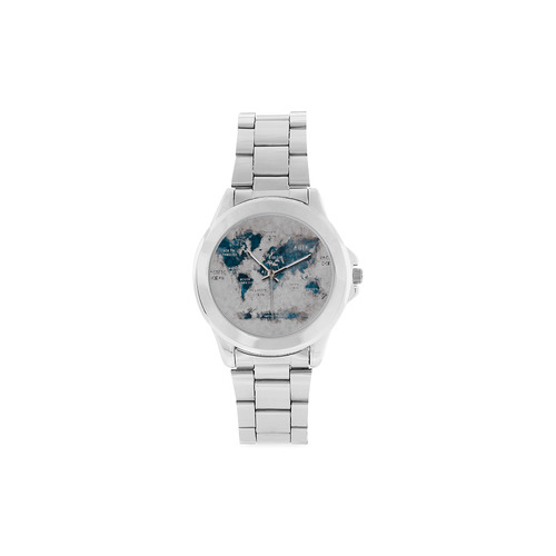 world map OCEANS and continents Unisex Stainless Steel Watch(Model 103)