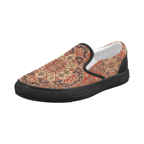 Vintage Persian Rug Animals Flowers Women's Slip-on Canvas Shoes (Model 019)