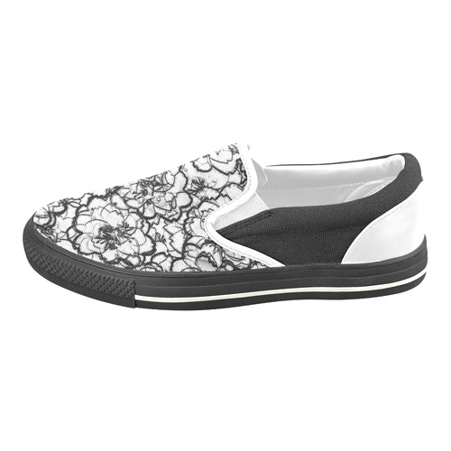 Lace Flower Power Blossom Women's Unusual Slip-on Canvas Shoes (Model 019)