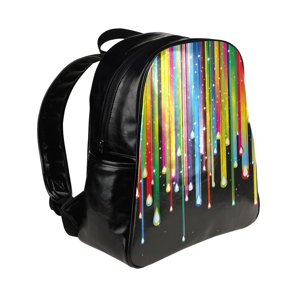 Colorful Stripes and Drops Multi-Pockets Backpack (Model 1636)