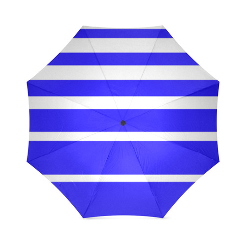 Blue and White Stripes Foldable Umbrella (Model U01)