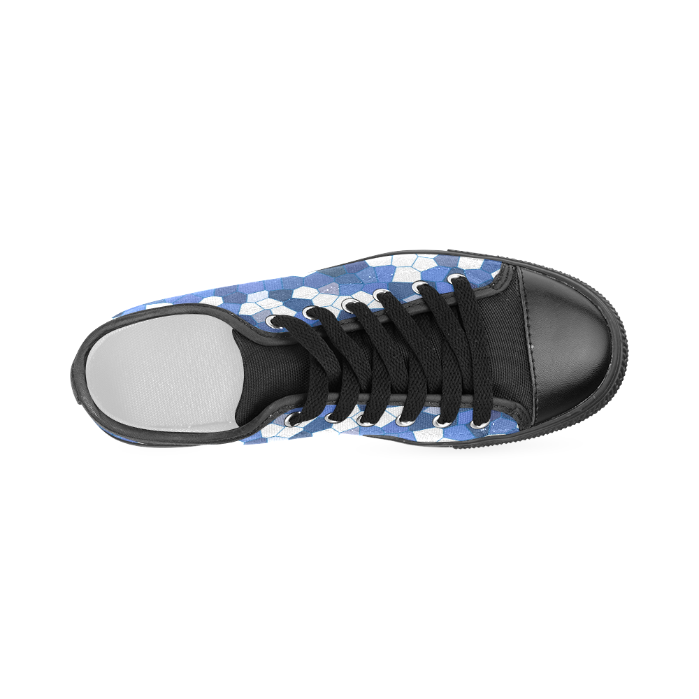 Blue White Mosaic Women's Classic Canvas Shoes (Model 018)