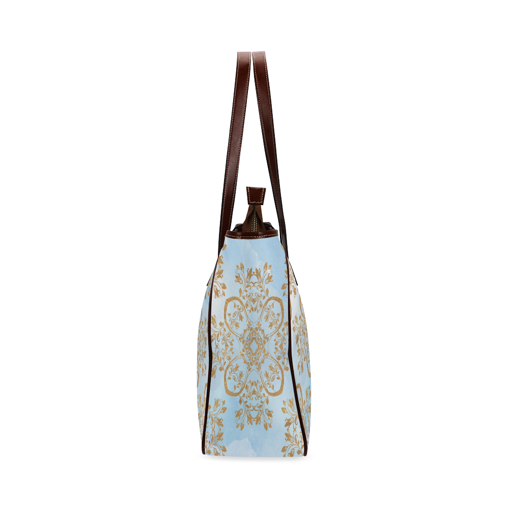 Gold and blue flourish ornament mandala Classic Tote Bag (Model 1644)