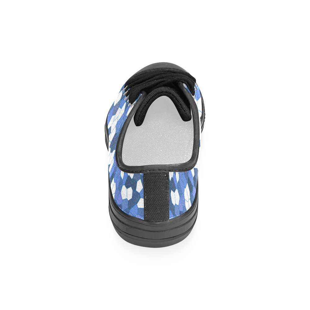 Blue White Mosaic Women's Classic Canvas Shoes (Model 018)