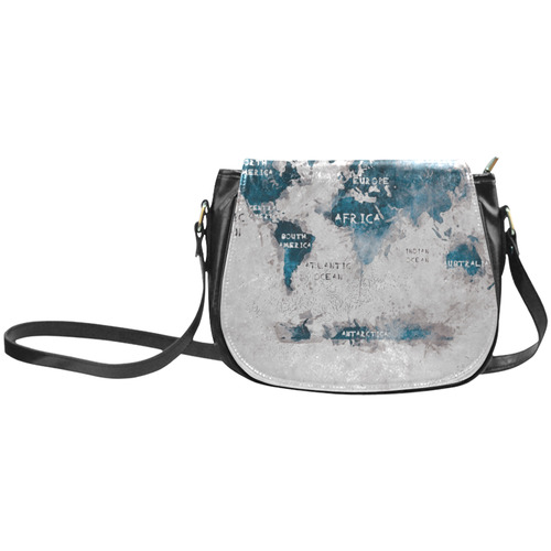 world map OCEANS and continents Classic Saddle Bag/Large (Model 1648)