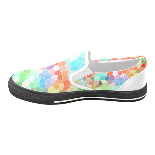 Colorful Mosaic Women's Unusual Slip-on Canvas Shoes (Model 019)
