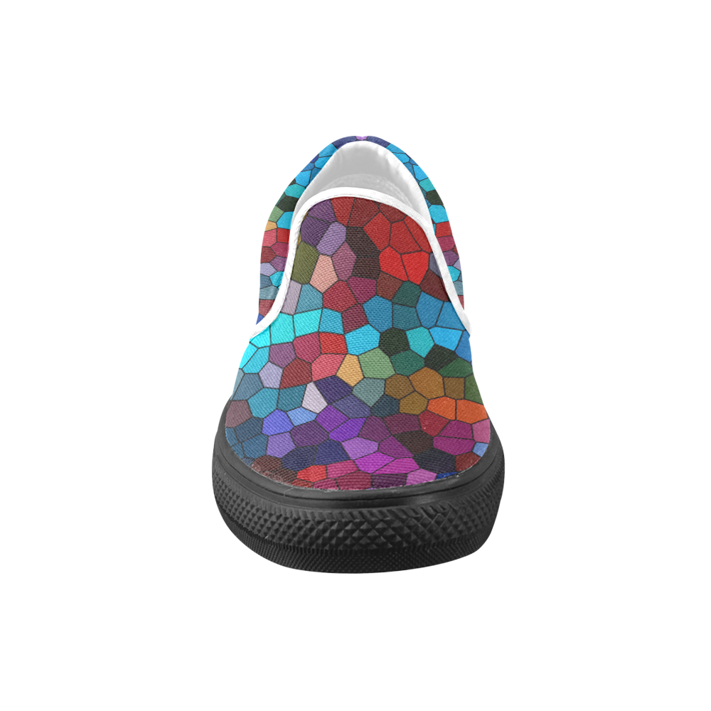 Colorful Mosaic Women's Unusual Slip-on Canvas Shoes (Model 019)