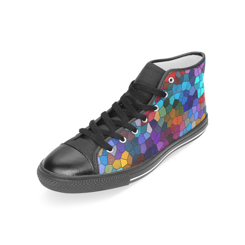 Colorful Mosaic Women's Classic High Top Canvas Shoes (Model 017)