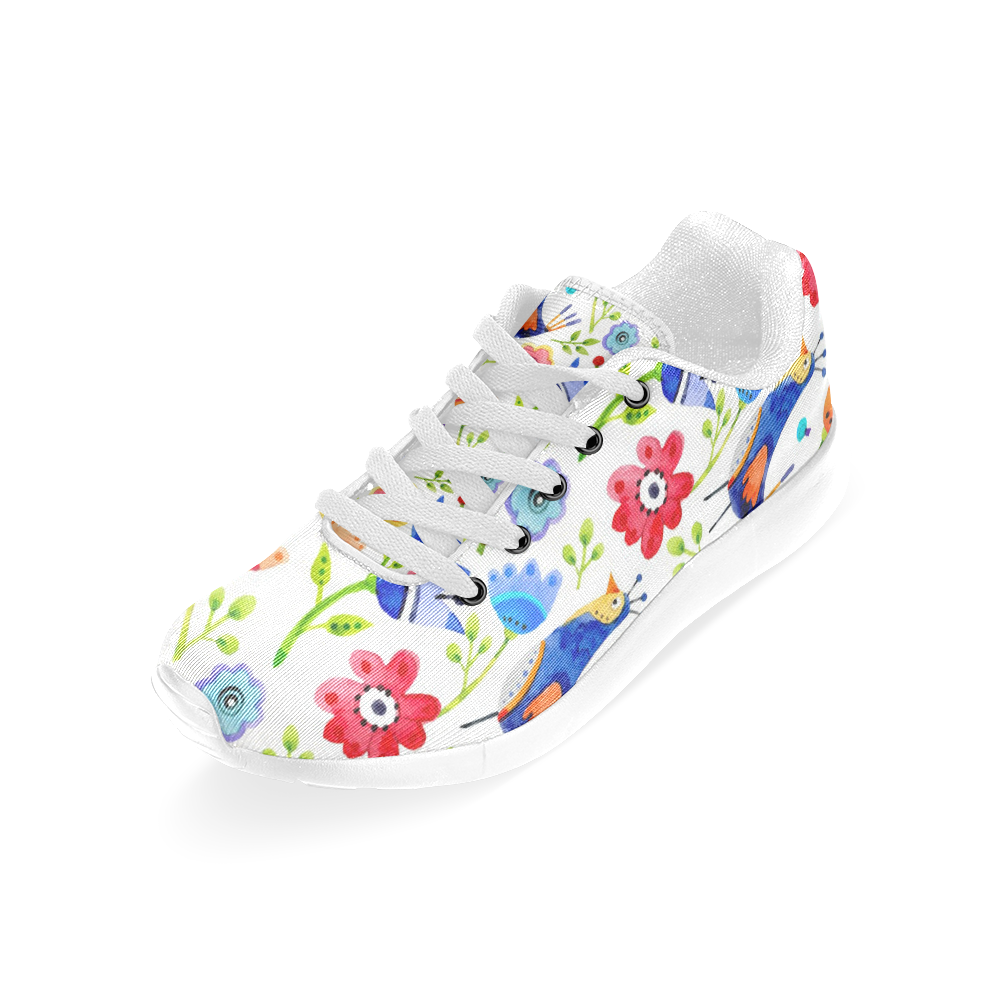 Cute Birds And Flowers Floral Women’s Running Shoes (Model 020)