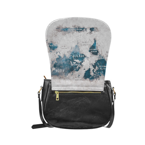world map OCEANS and continents Classic Saddle Bag/Large (Model 1648)