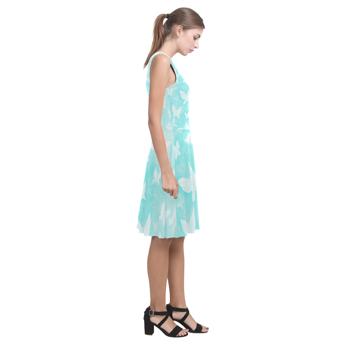 Aqua Butterfly Dance by rokinronda Atalanta Casual Sundress(Model D04)