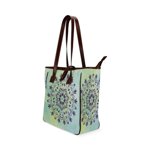 Flourish purple and blue watercolor mandala Classic Tote Bag (Model 1644)