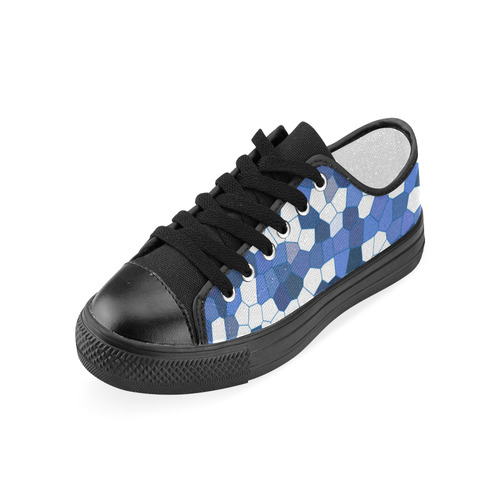 Blue White Mosaic Women's Classic Canvas Shoes (Model 018)