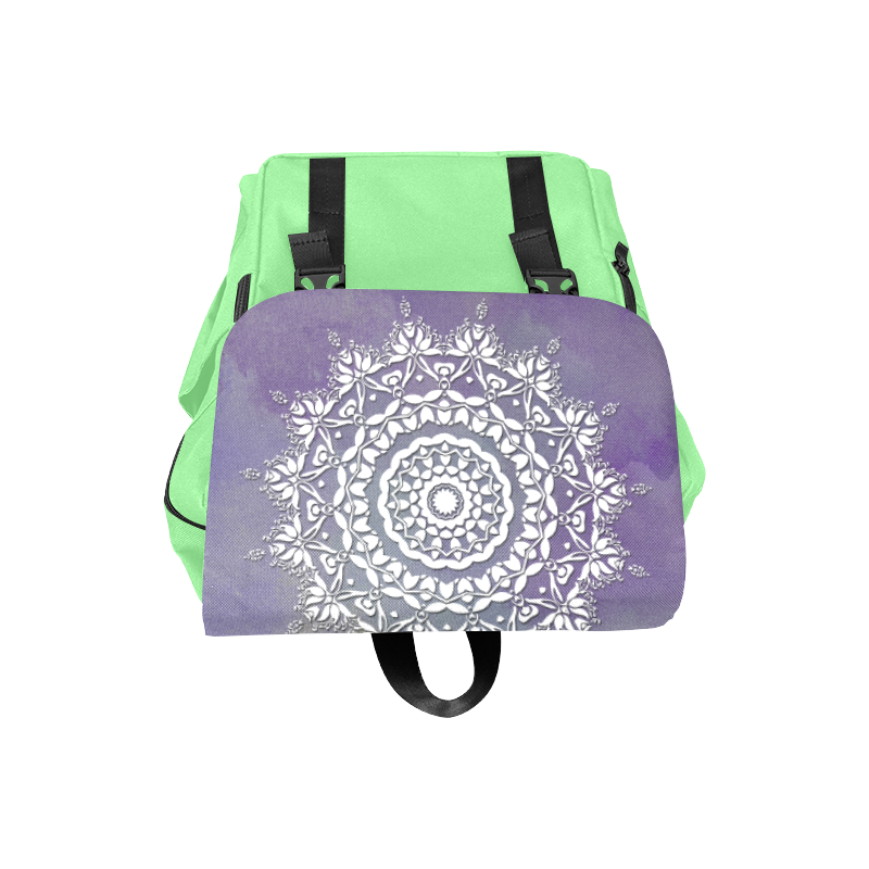 Floral watercolor Violet and white mandala Casual Shoulders Backpack (Model 1623)