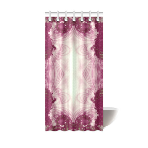 Maroon and White Lace Fractal Abstract Shower Curtain 36"x72"