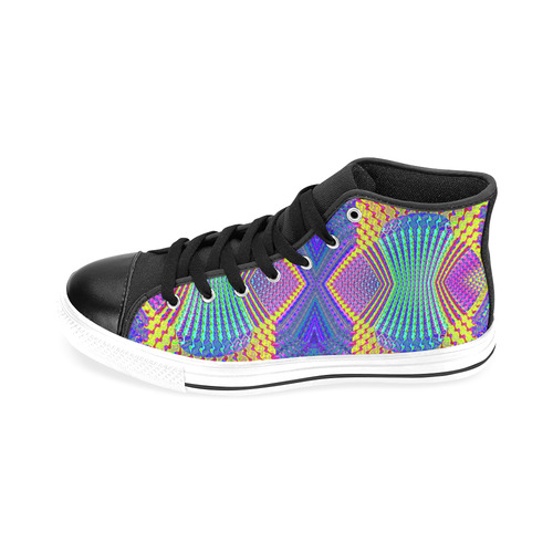 Multicolored Olympic Torches Fractal Abstract Men’s Classic High Top Canvas Shoes /Large Size (Model 017)