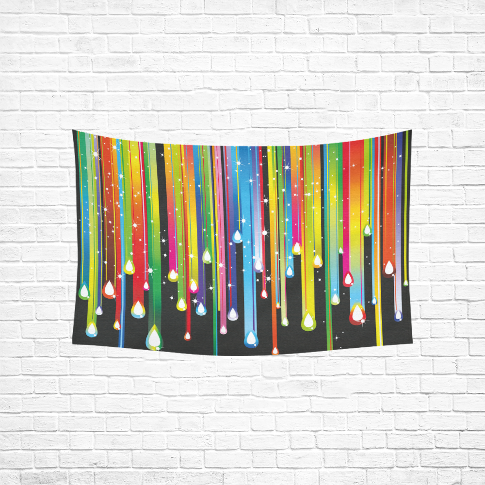Colorful Stripes and Drops Cotton Linen Wall Tapestry 60"x 40"