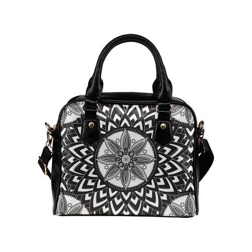 Black and white mandala Shoulder Handbag (Model 1634)