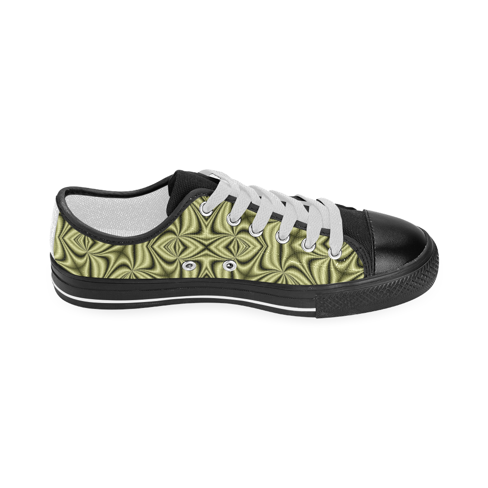 Golden Hologram Fractal Abstract Men's Classic Canvas Shoes (Model 018)