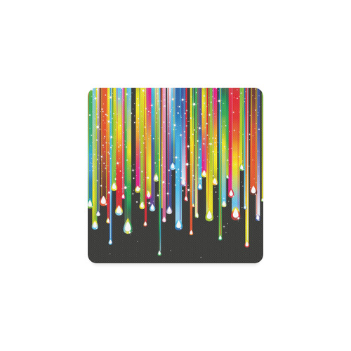 Colorful Stripes and Drops Square Coaster