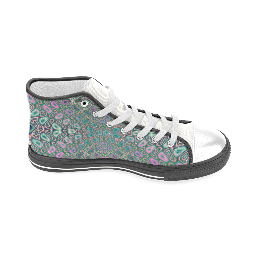 Multicolored Hologram Butterfly Fractal Abstract Men’s Classic High Top Canvas Shoes (Model 017)