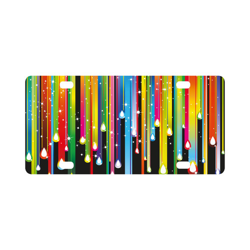Colorful Stripes and Drops Classic License Plate
