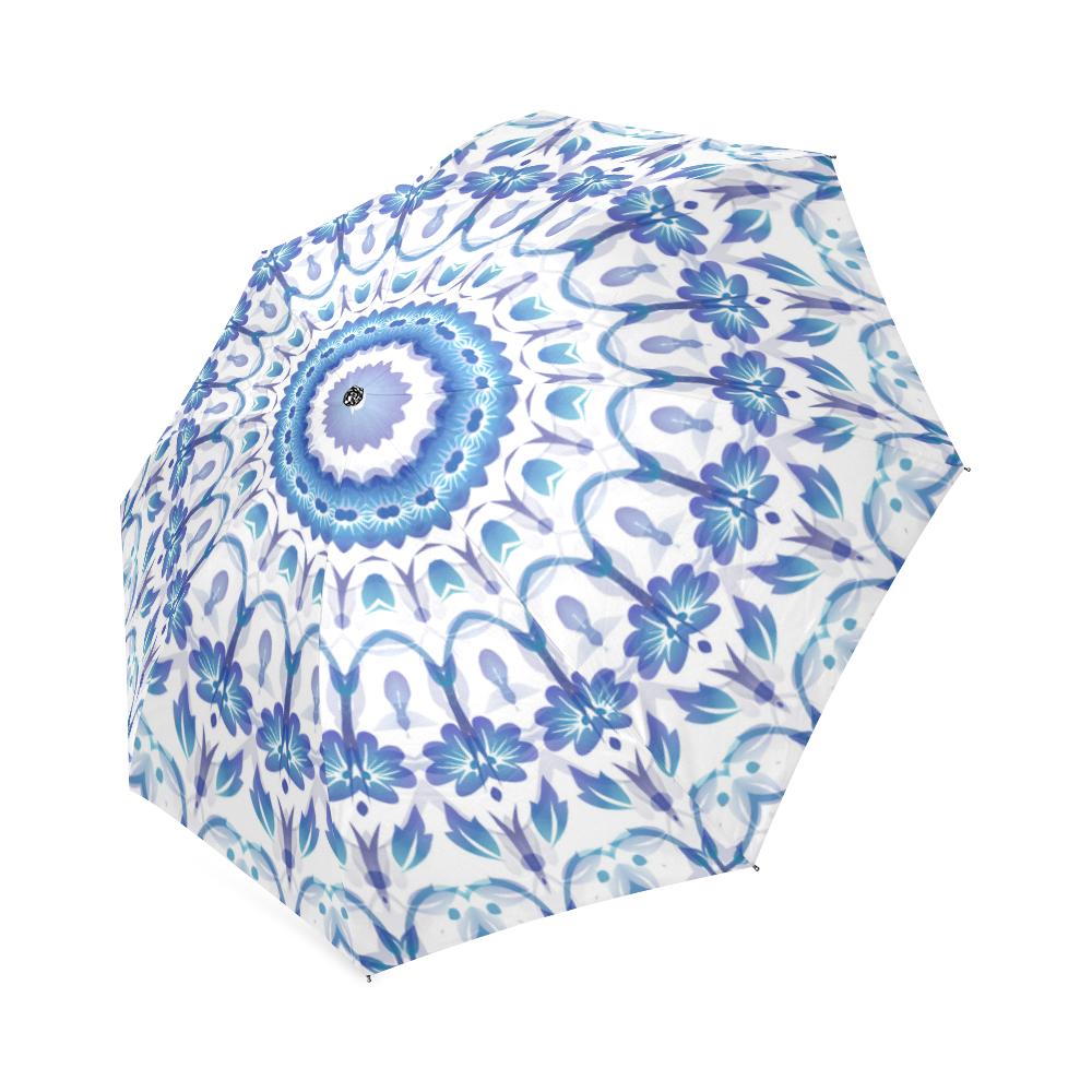 Floral Mandala Blue Purple White Foldable Umbrella (Model U01)
