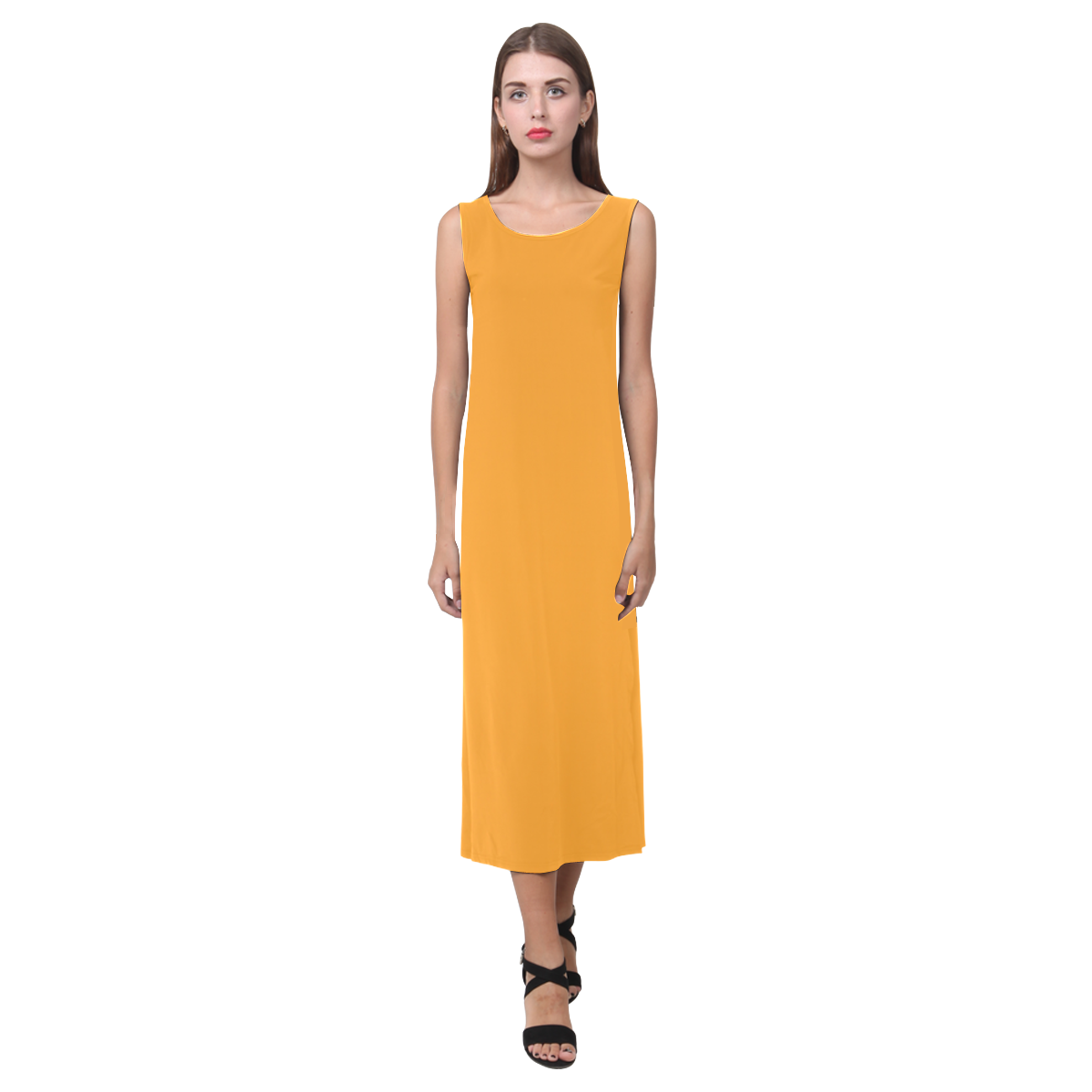 Radiant Yellow Phaedra Sleeveless Open Fork Long Dress (Model D08)