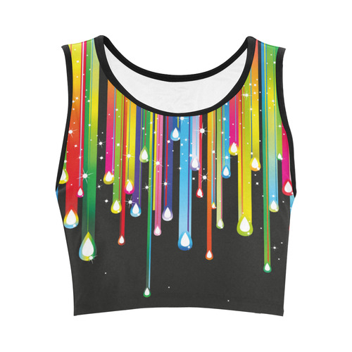 Colorful Stripes and Drops Women's Crop Top (Model T42)