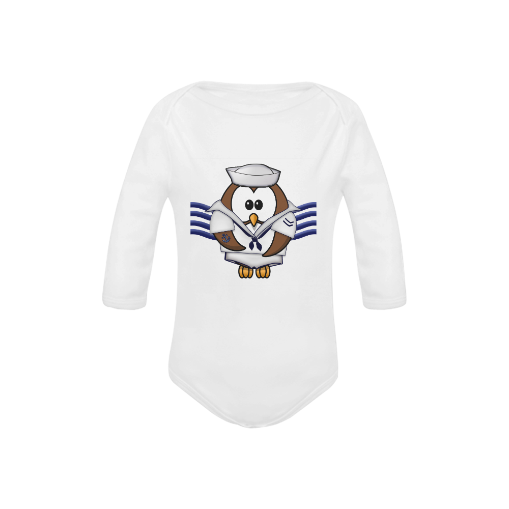 sailor owl Baby Powder Organic Long Sleeve One Piece (Model T27)