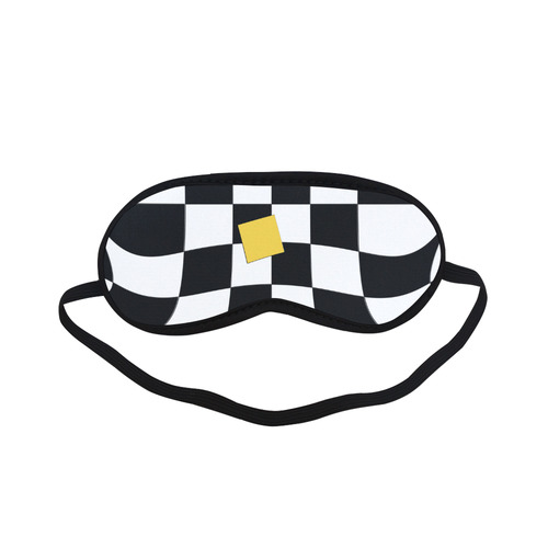 Dropout Yellow Black and White Distorted Check Sleeping Mask