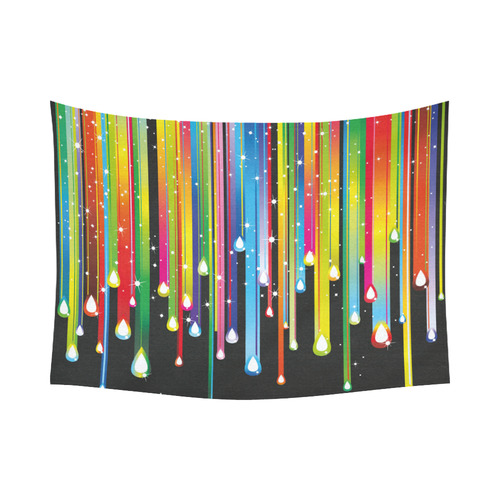 Colorful Stripes and Drops Cotton Linen Wall Tapestry 80"x 60"