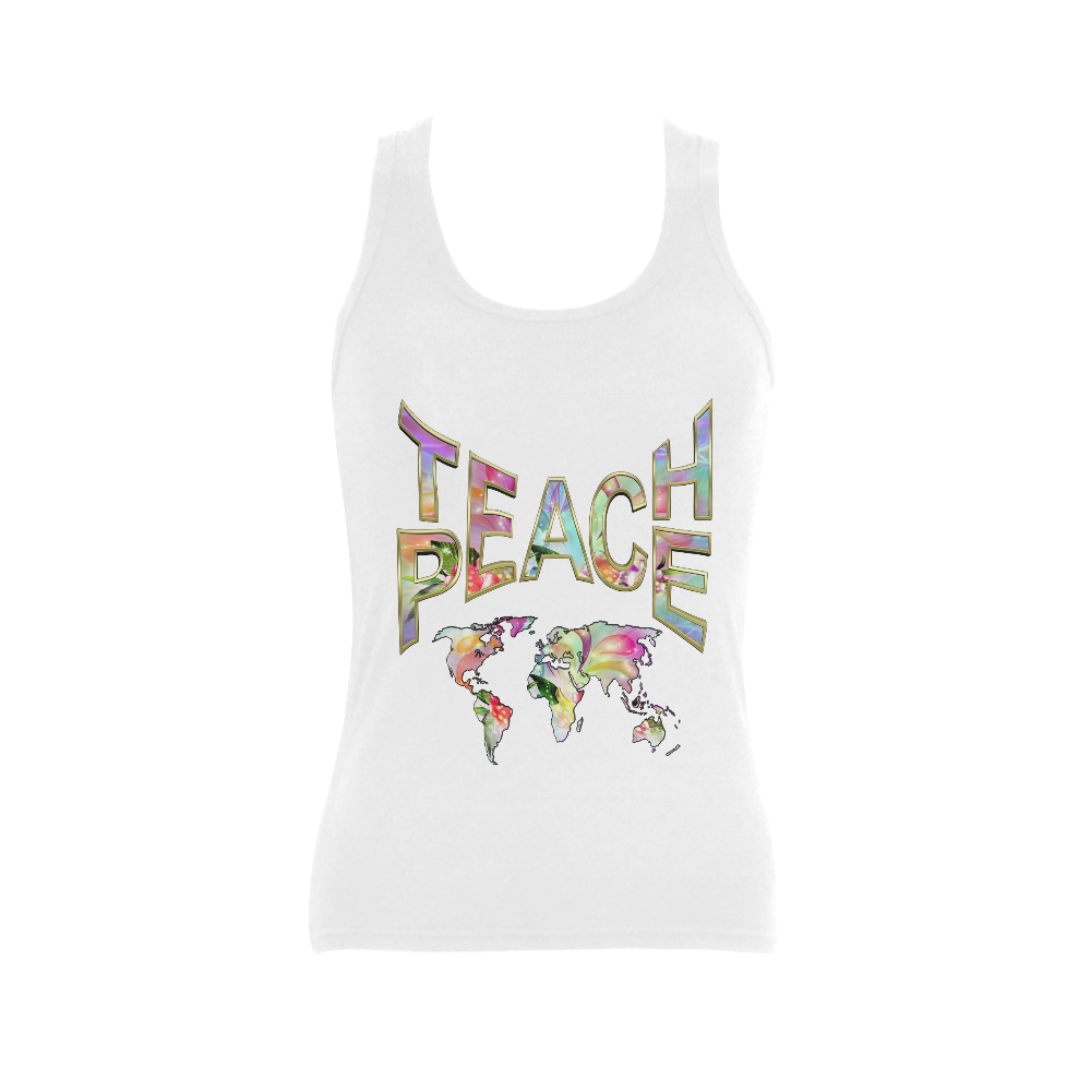 Teach Peace by Just kidding Women's Shoulder-Free Tank Top (Model T35)