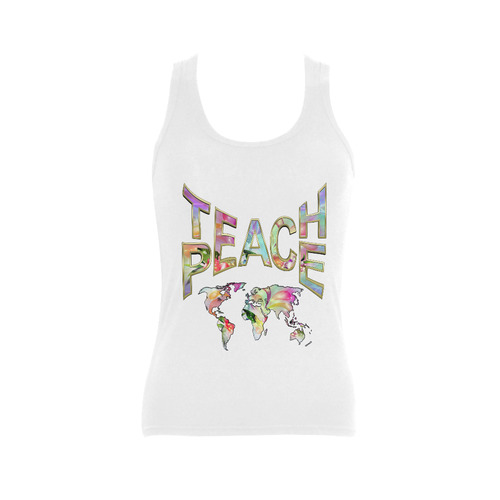 Teach Peace by Just kidding Women's Shoulder-Free Tank Top (Model T35)