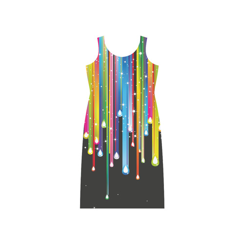 Colorful Stripes and Drops Phaedra Sleeveless Open Fork Long Dress (Model D08)