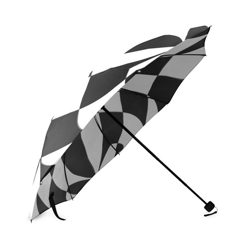 Dropout Yellow Black and White Distorted Check Foldable Umbrella (Model U01)