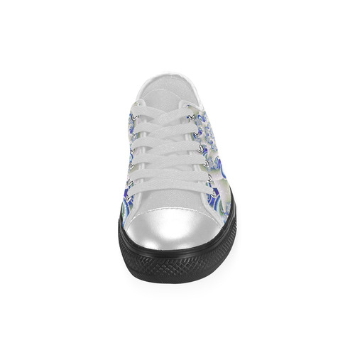 Frosted Blue Brago Mitchell Fractal Abstract Women's Classic Canvas Shoes (Model 018)