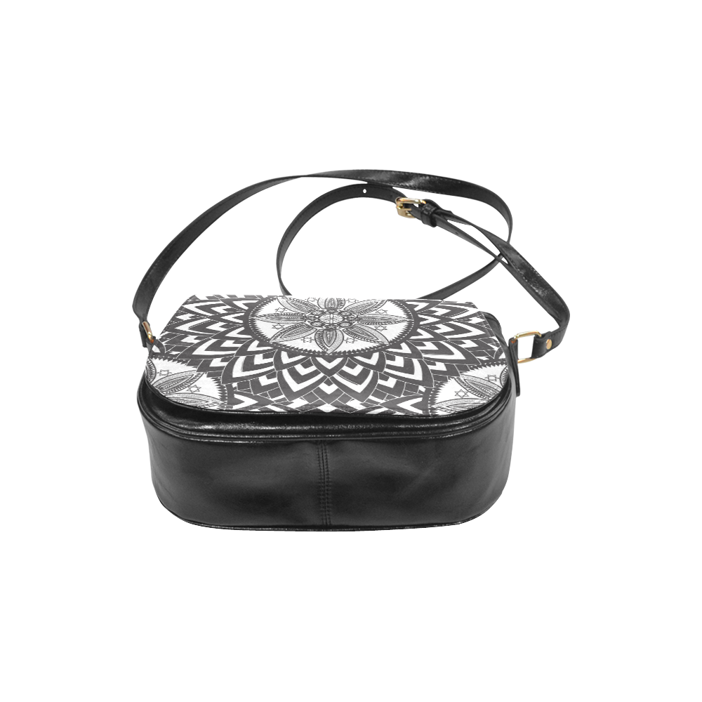 Black and white mandala Classic Saddle Bag/Small (Model 1648)